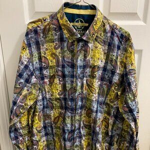 Barabas Men's Multicolor Multicolor Slim Fit Paisley Long Sleeve Cotton Shirt.